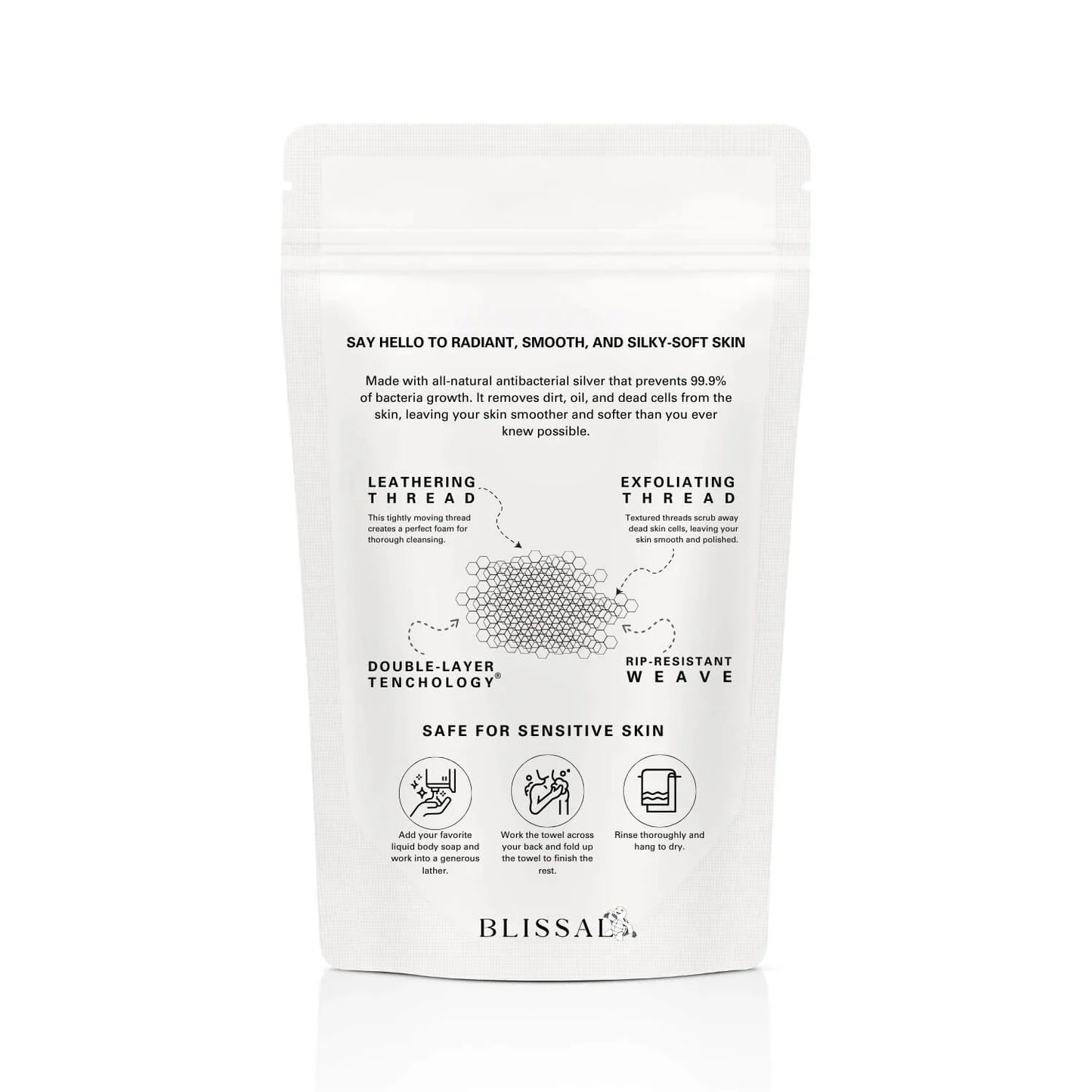 Blissali Exfoliërende Antibacteriële Douchehanddoek